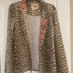 Savanna Jane Animal Print Blazer with Floral Accents